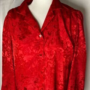 Vintage 80’s Red Damask Print Button Down